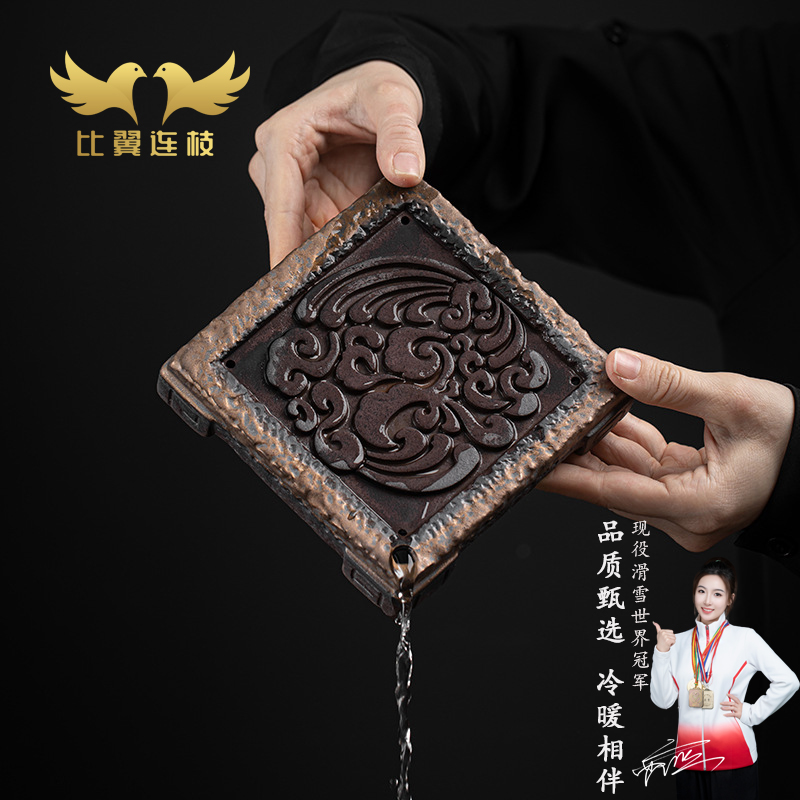 比翼连枝复古汉砖古早烧鎏金壶承