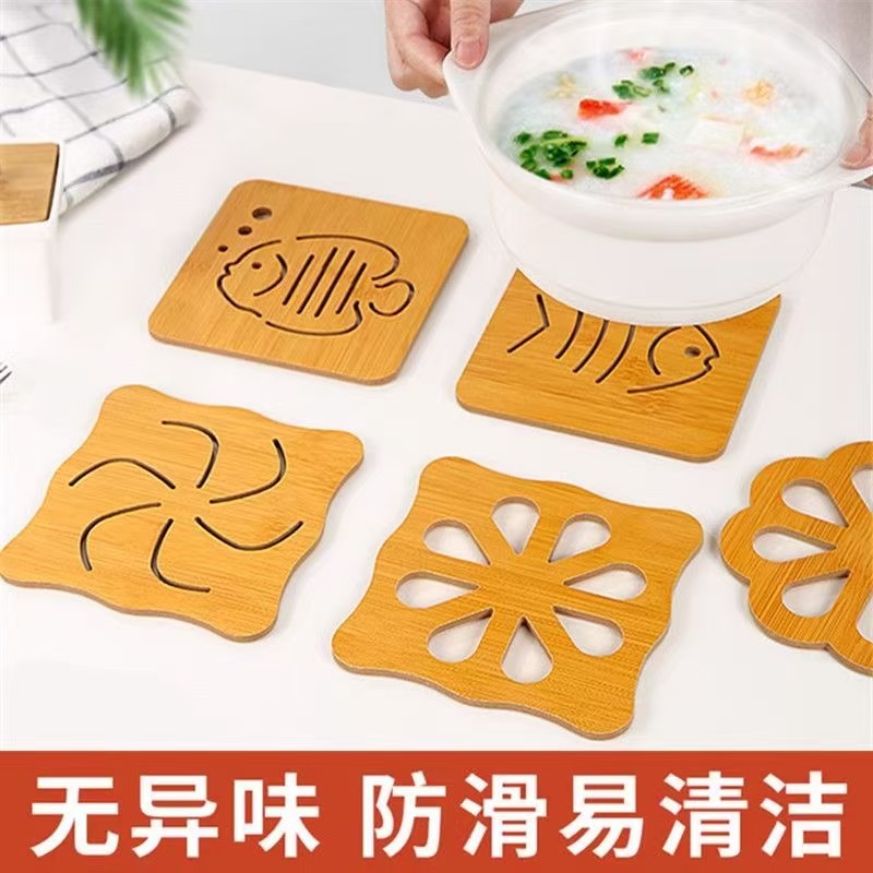 竹木餐垫防烫隔热垫厨房餐具防滑镂空杯垫锅垫碗垫家用易清洁