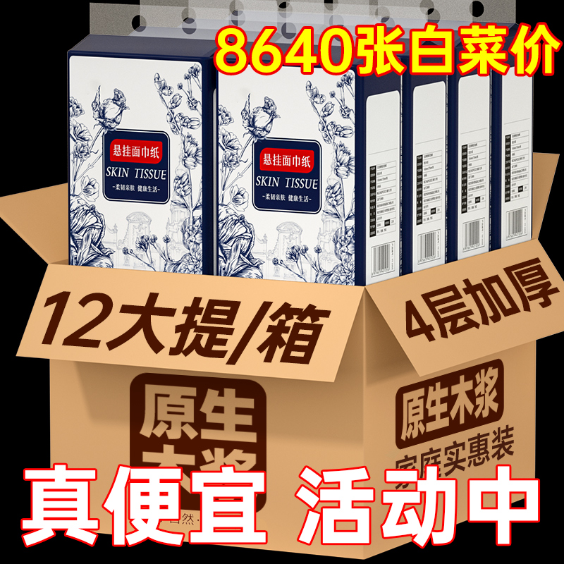 家用悬挂式抽纸12大提整箱批发