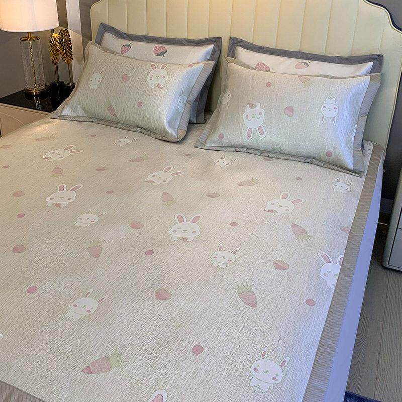 900D夏季儿童卡通冰丝凉席三件套空调房软席1.5/1.8m可机洗可折叠