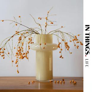 物里中古花瓶玻璃法式覆古轻奢玉色插花小号客厅民宿装饰摆饰花器