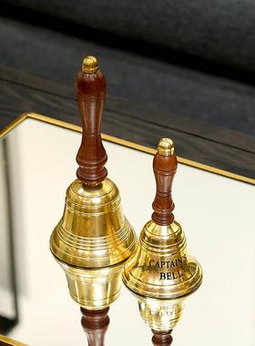 印度进口手工黄铜芒果木把手手持摇铃开餐铃铛 覆古家居装饰摆件