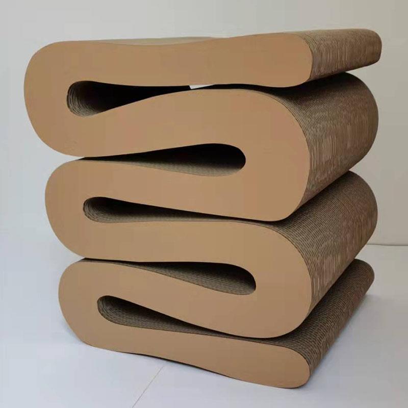 瓦楞纸家具S型凳子换鞋凳纸质凳子软装家具样板房凳子