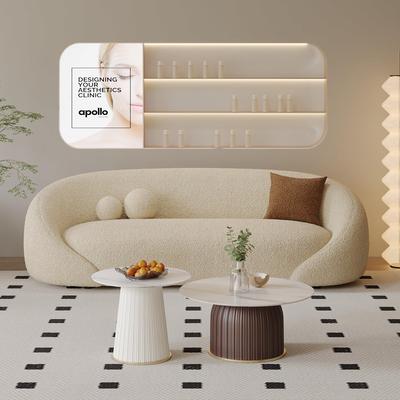 2025新款休息区接待沙发美容院服装店铺沙发轻奢高级感休闲区弧形