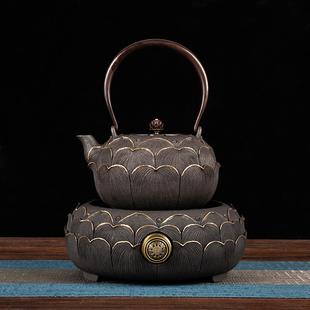 金龟堂鎏金纯手工老铁壶铸铁壶围炉电陶炉碳炉煮茶壶烧水壶泡茶壶