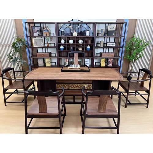 乌金木全实木新中式茶台工夫茶桌干泡台配全自动炉送冲泡台功夫茶