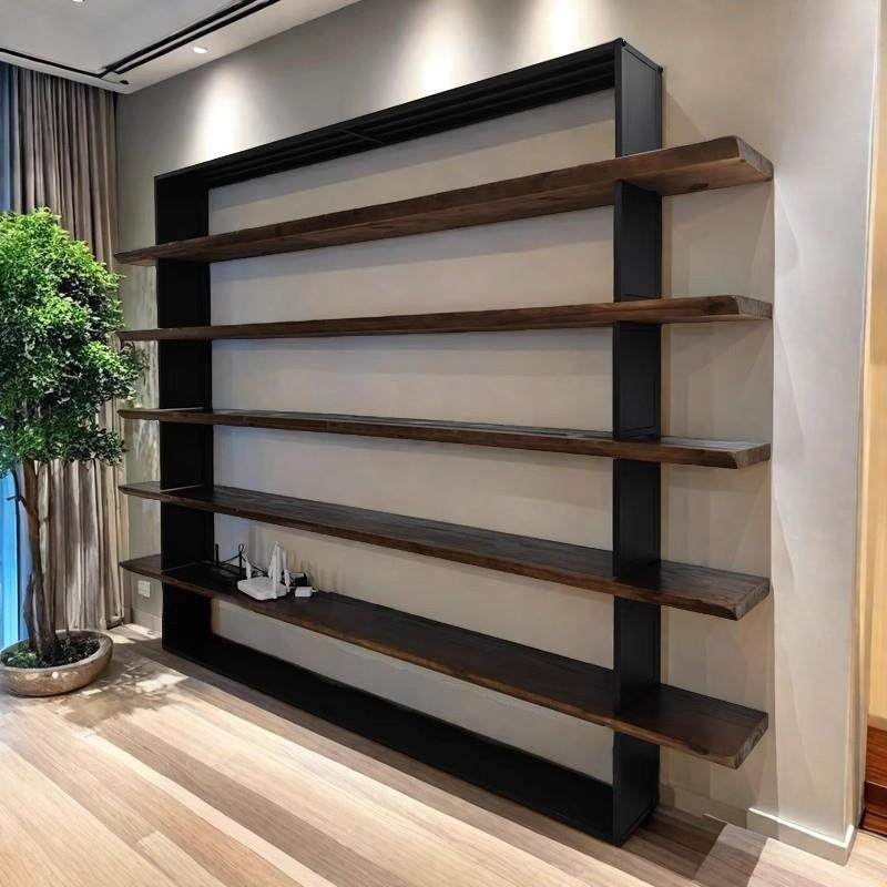 北欧简约实木书架家用多层客厅收纳办公室满墙上落地展示置物架子