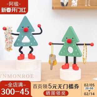 阿楹 可爱入门玄关钥匙托盘收纳挂架儿童房电视鞋柜书架圣诞摆件