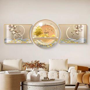 客厅装饰画沙发背景墙壁画工艺画挂画墙画简约现代大气三联画字画
