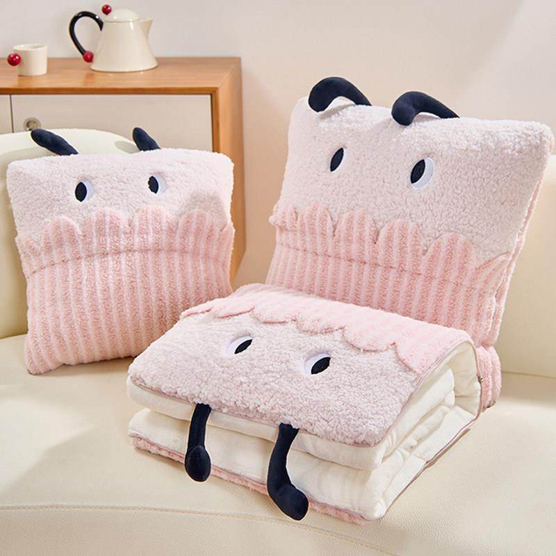 多功能折叠牛奶绒抱枕被子两用午睡靠垫枕头二合一加厚绒毯车载内