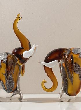 创意欧式琉璃招财象高升摆件客厅玄关酒柜办公室工艺品开业礼物