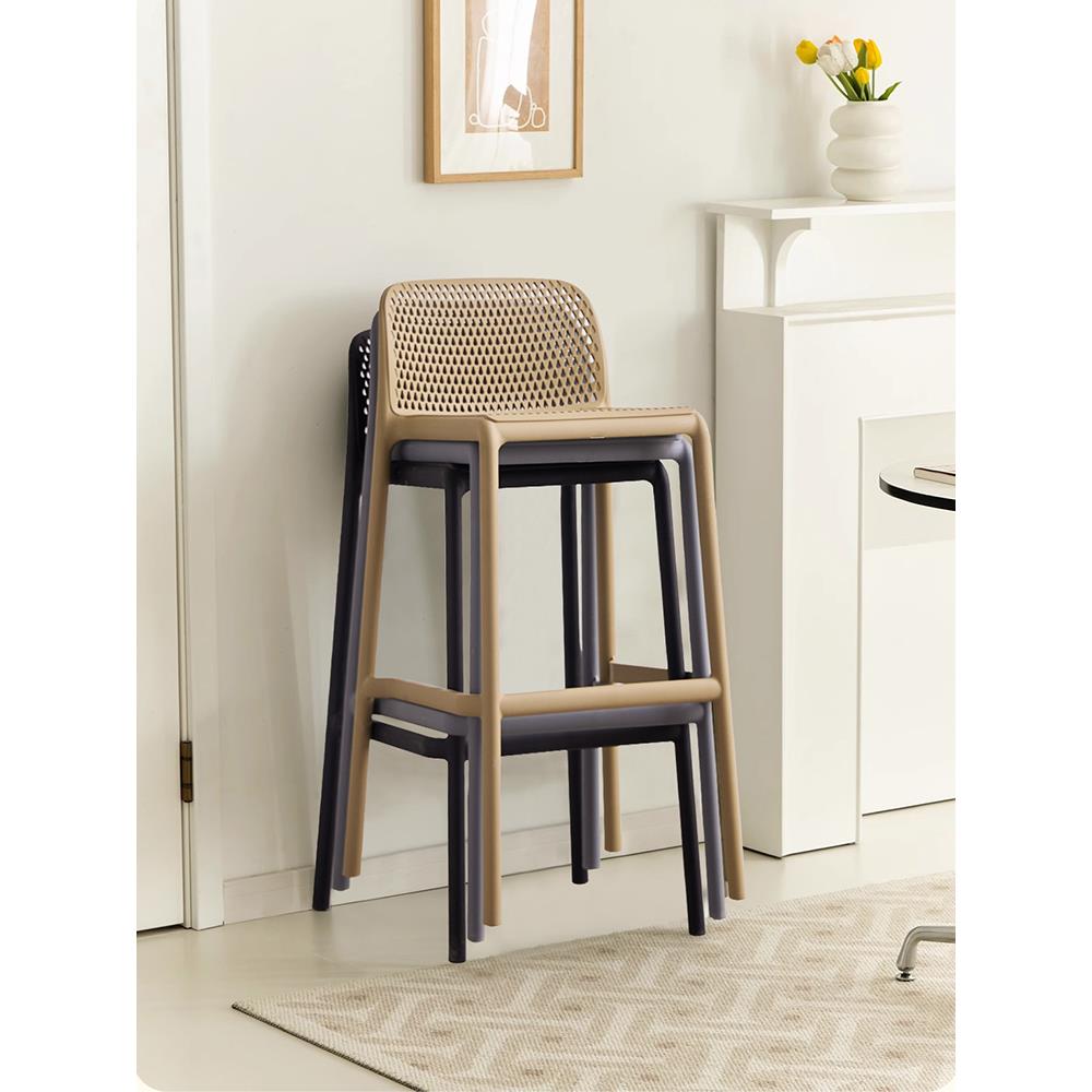 北欧吧台椅现代简约酒吧椅户外堆叠吧台凳高脚凳子靠背前台高椅子