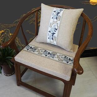 中式圈椅垫靠垫亚麻坐垫防滑椅子垫沙发垫海绵餐椅垫定制
