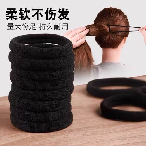 发圈头绳橡皮筋女扎头饰发绳橡皮筋扎头发高弹力耐用皮套黑色胶圈