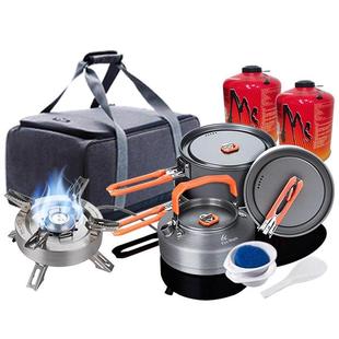 火楓戶外露營野外套鍋鍋具炊具燒水壺爐具野餐具折疊便攜裝 備套裝