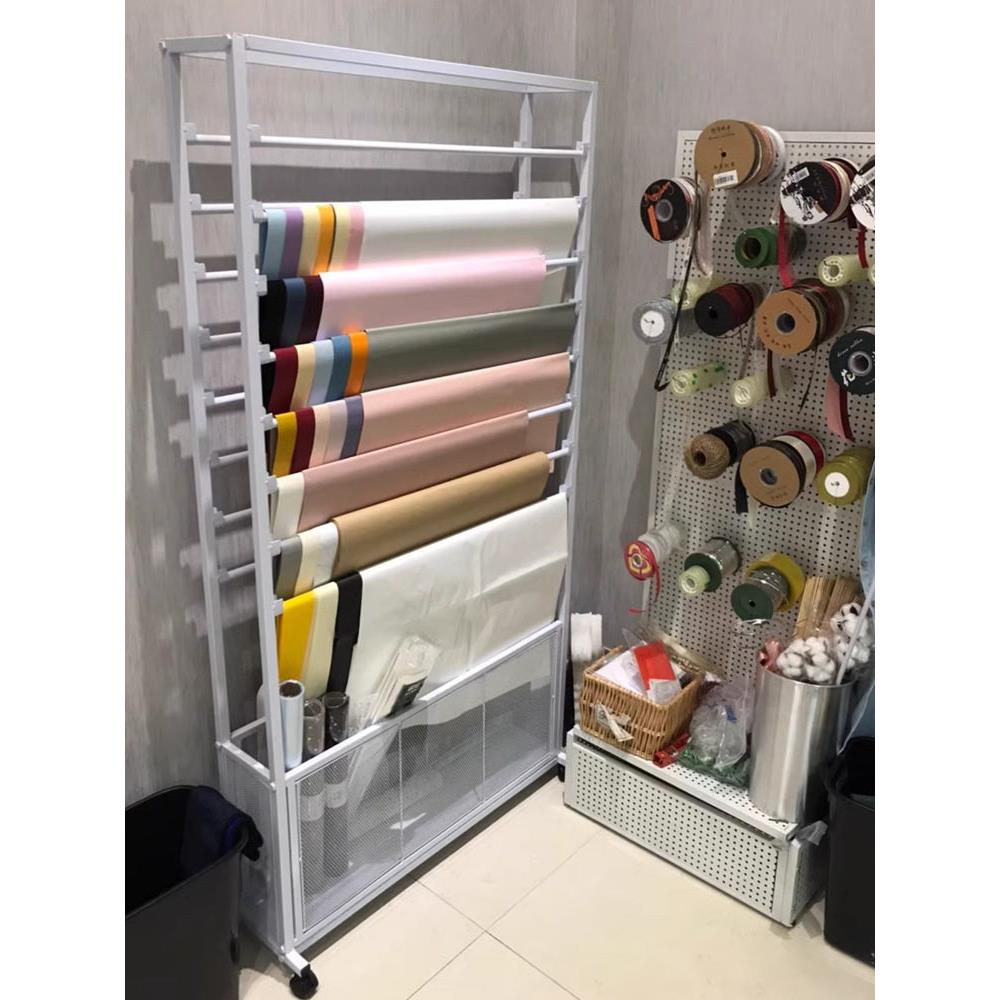 花店花架子展示架鲜花包装纸收纳丝带缎带彩带材料专用货架丝巾架