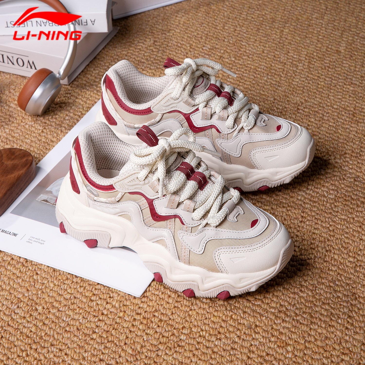 李宁猫爪LITE2|休闲运动鞋女款2026新款百搭厚底增高老爹鞋女鞋子,运动鞋new,运动休闲鞋,淘宝优惠券,粉丝福利购,淘宝优惠卷