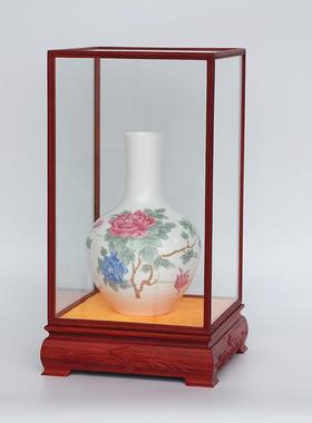 玻璃罩 佛像防尘罩 红花梨实木宝笼 透明展示架 私人定制尺寸LOGO