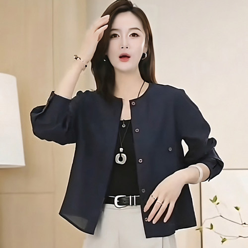 松弛感显瘦天丝醋酸防晒衬衫女夏