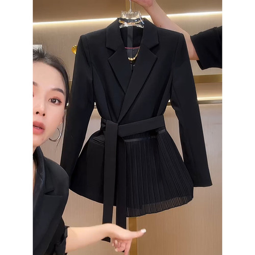 系带西装外套女小个子显瘦显高