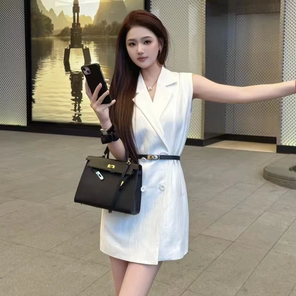 气质设计感显瘦天丝西装马甲短裤时尚套装女炸街高级感Chic一整套
