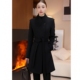2025年秋冬新款 羊毛羽绒大衣女中长款 气质赫本风显瘦黑色呢子外套