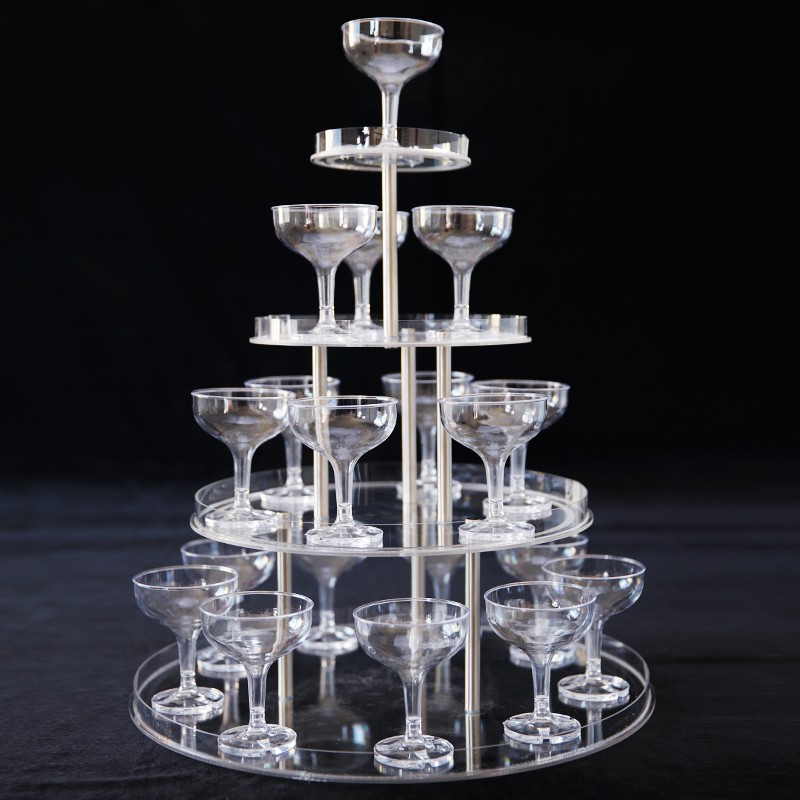 新款婚礼仪式布置用品四层圆形带围边亚克力酒台杯塔 婚庆香槟塔