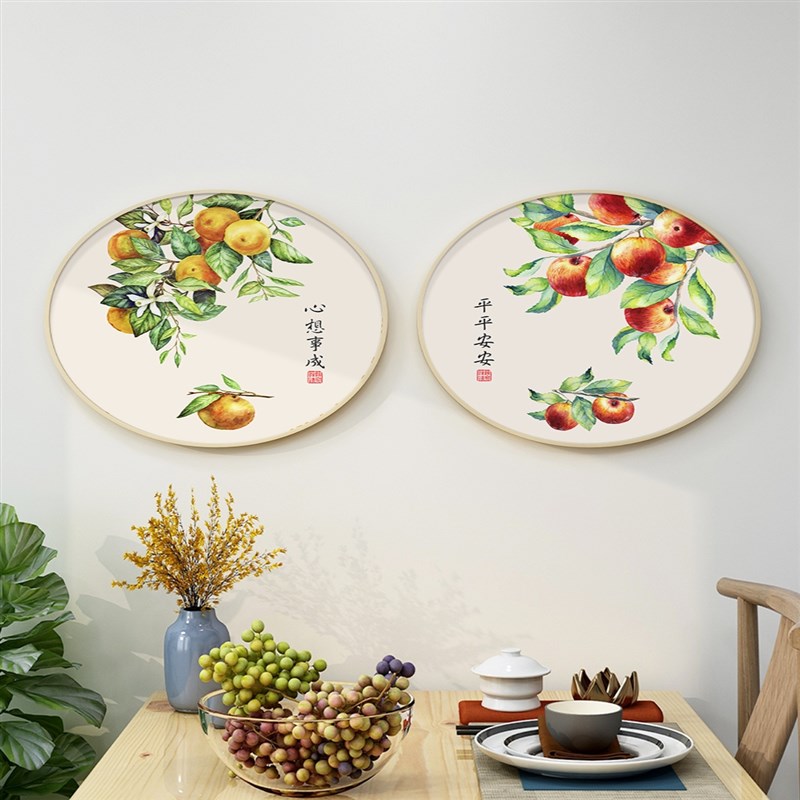多子多福石榴画好寓意饭店挂画新中式饭厅装饰画水果厨房墙面定做图片