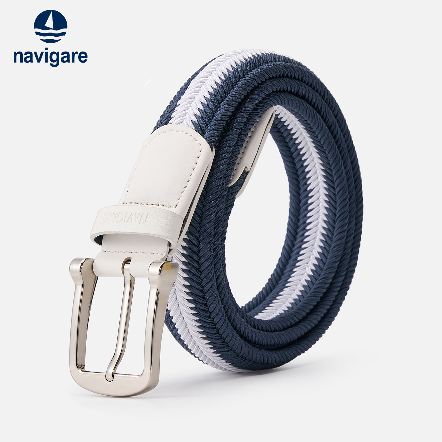 navigare意大利小帆船男士真皮针扣腰带商务休闲百搭帆布编织