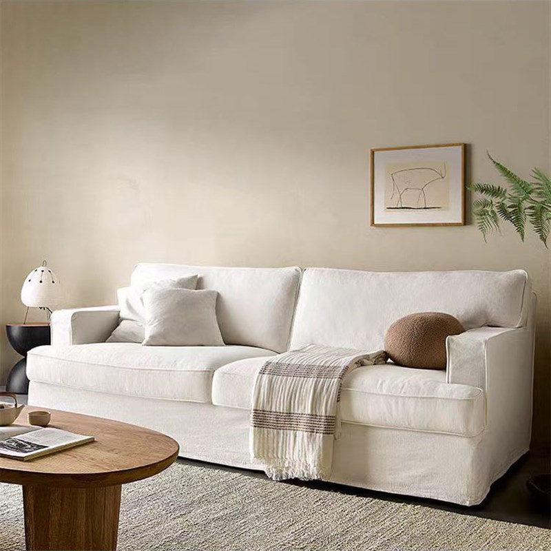 美式布艺沙发客厅小户型L形左转角双人位组合法式简约复古