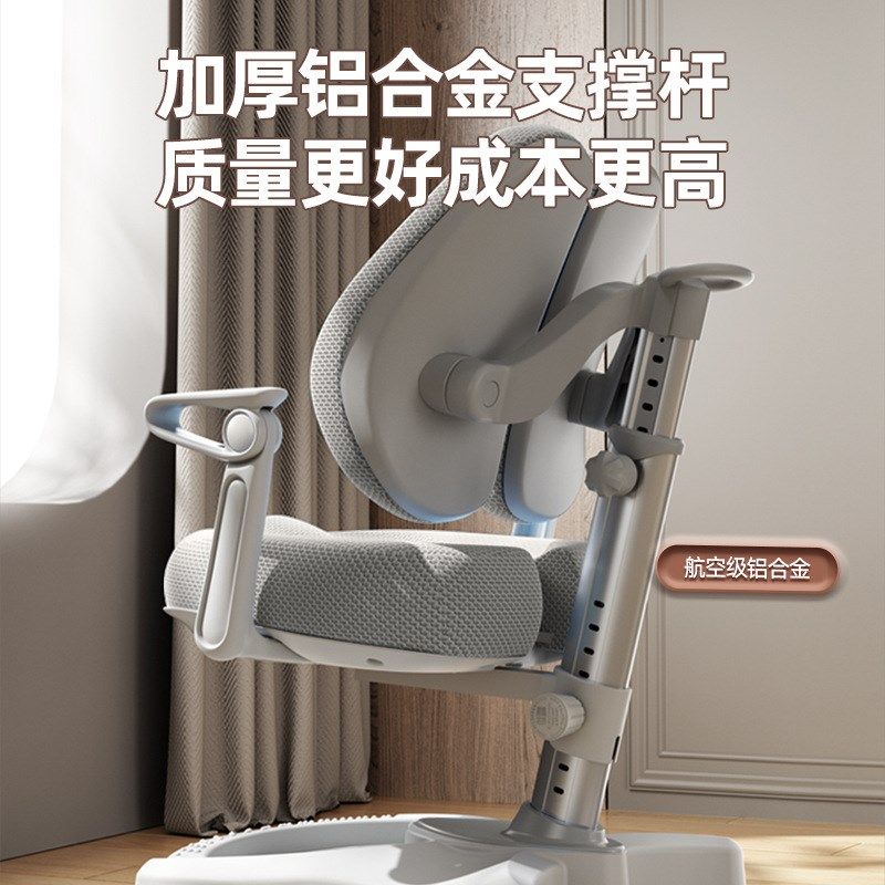 德国Coxida实木儿童学习桌家用灰色书桌小学生写字桌椅套装