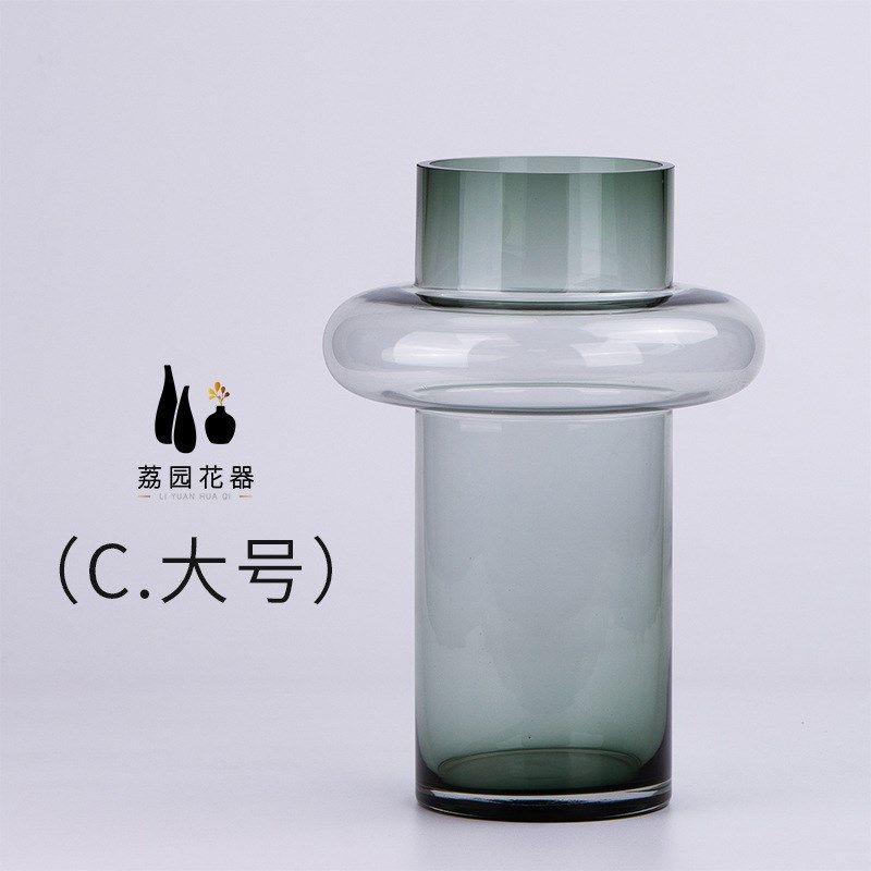 现代简约创意原色玻璃花瓶样品间软装摆件玻璃工艺品