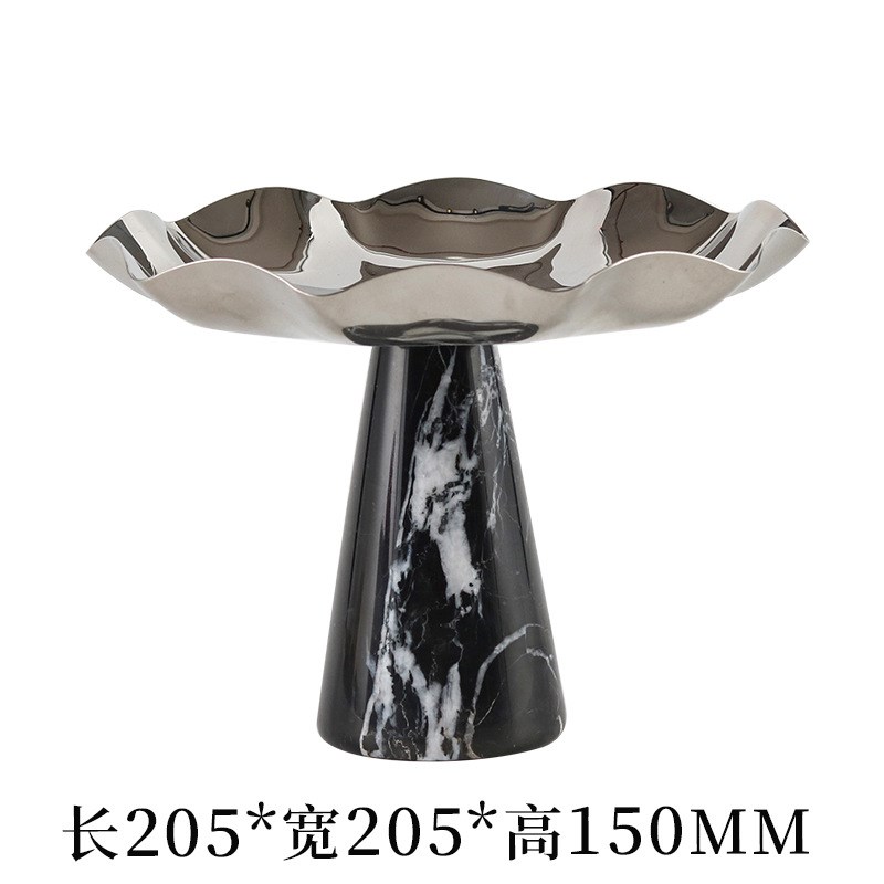 现代设计师大理石果盘抽象金属水果盘桌面收纳托盘轻奢装饰品摆件