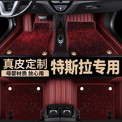 专用于特斯拉真皮全包围星空脚垫