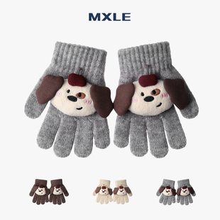 儿童手套秋冬防寒保暖男童五指毛线针织手套宝宝卡通女童防冻手套