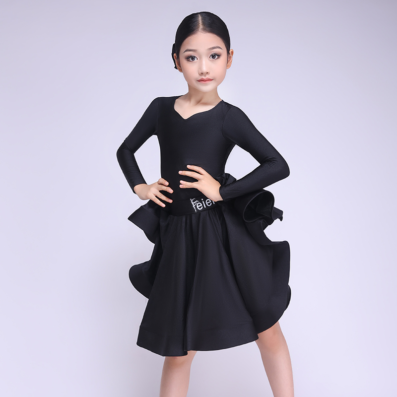 女童拉丁舞比赛舞服规定赛服少儿标服演出服夏季2023新款黑色夏天
