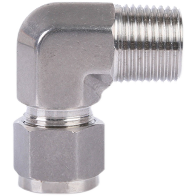 304不锈钢卡套管接头弯头终端直角国标ZG外螺纹气钢铜管90度免焊