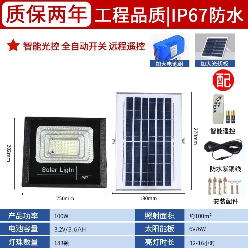 新款家用太阳能灯户外庭院灯天黑自动亮太阳能投光灯防水户外灯