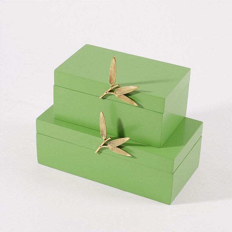 新中式客厅卧室书柜古典创意家居摆设品样板房软装木漆收纳盒摆件