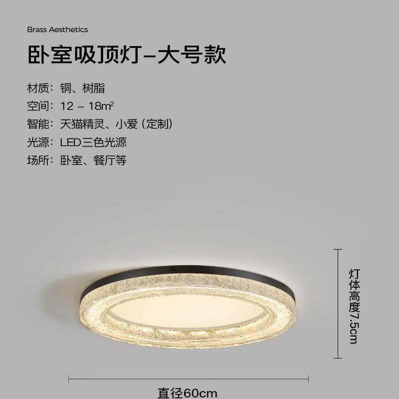全铜意式极简客厅吸顶灯现代轻奢高级感大气房间卧室主灯护眼灯具