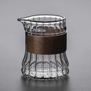 竹筒公道杯耐热玻璃加厚分茶器家用透明茶海匀杯倒茶器公杯