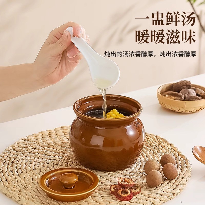 瓦罐炖盅隔水炖家用一人食蒸蛋炖罐带盖汤罐沙县小吃陶瓷煨汤汤盅