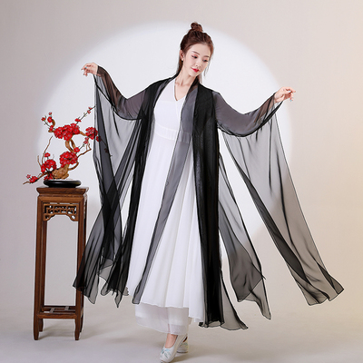 禅舞服外披禅意仙女古装外套广袖飘逸薄纱禅服仙女装禅意防晒外罩
