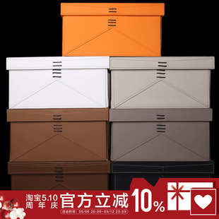 折叠结构绑绳子皮质收纳箱筐高定样板间衣帽间厅柜顶层整理柜储物