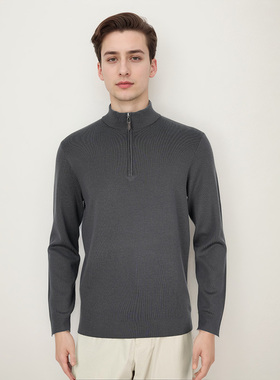 【大潘专享】精纺加厚可机洗100%羊毛男士领美丽诺羊毛衫TM6031