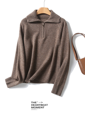 【甜豆粉丝专享】厚款羊毛衫点点彩纱拉链宽松绵羊毛针织衫BN899