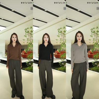 【芳芳力荐】BN690高定款秋冬女士海鸥领针织衫