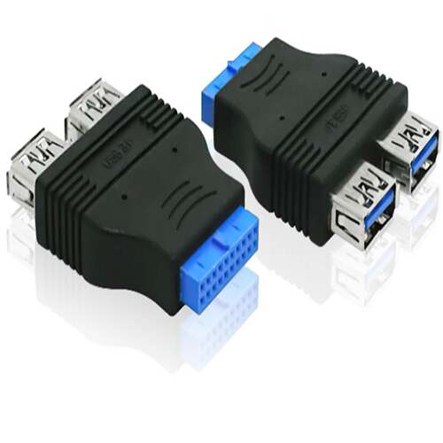 AP-LINK速20针母头对二母头USB.0转接头主板20pin转USB母双母