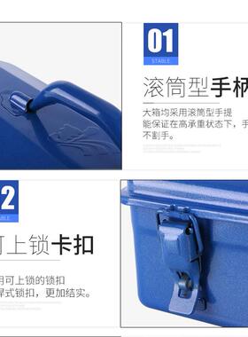 手提全铁皮工具箱 450-450x235x130蓝色单层家用五金维修箱