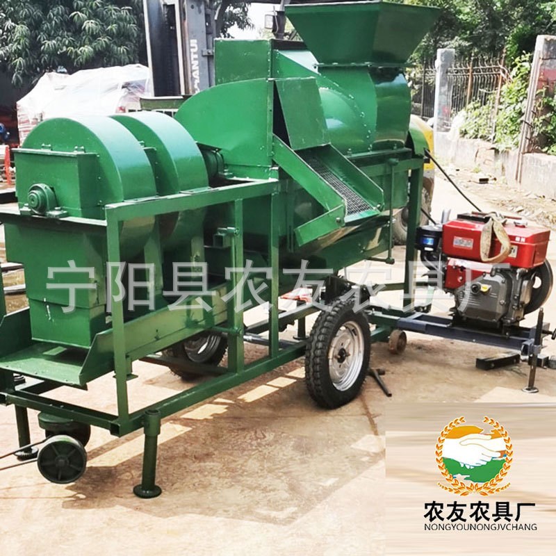 广西猫豆蚕豆脱粒机 4吨包谷打粒机 电动打玉米机柴油机牵引架子